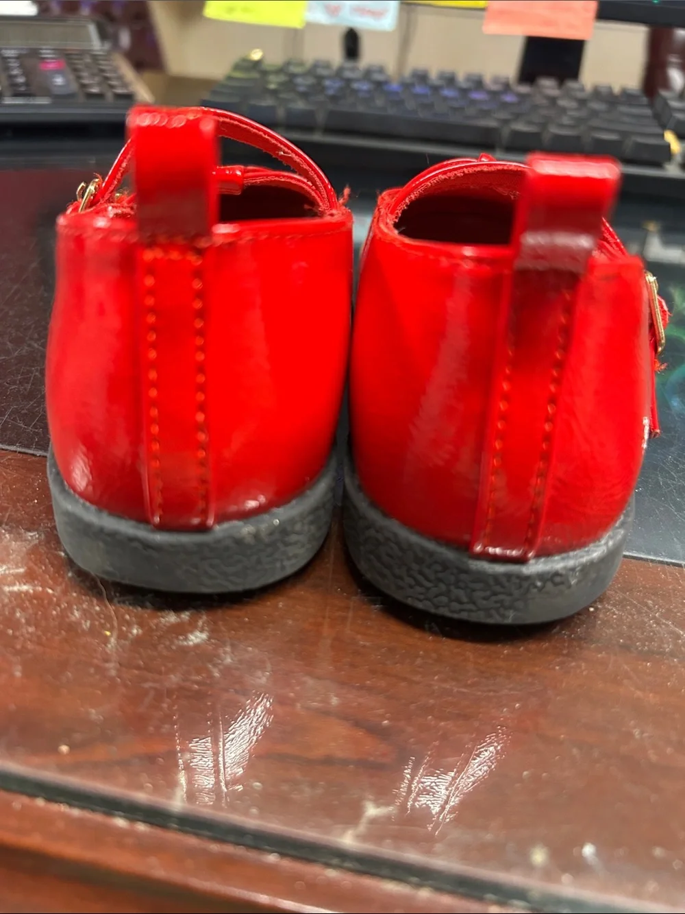 Old Navy Red Patent Double-Strap Mary Jane Flats size 10.5